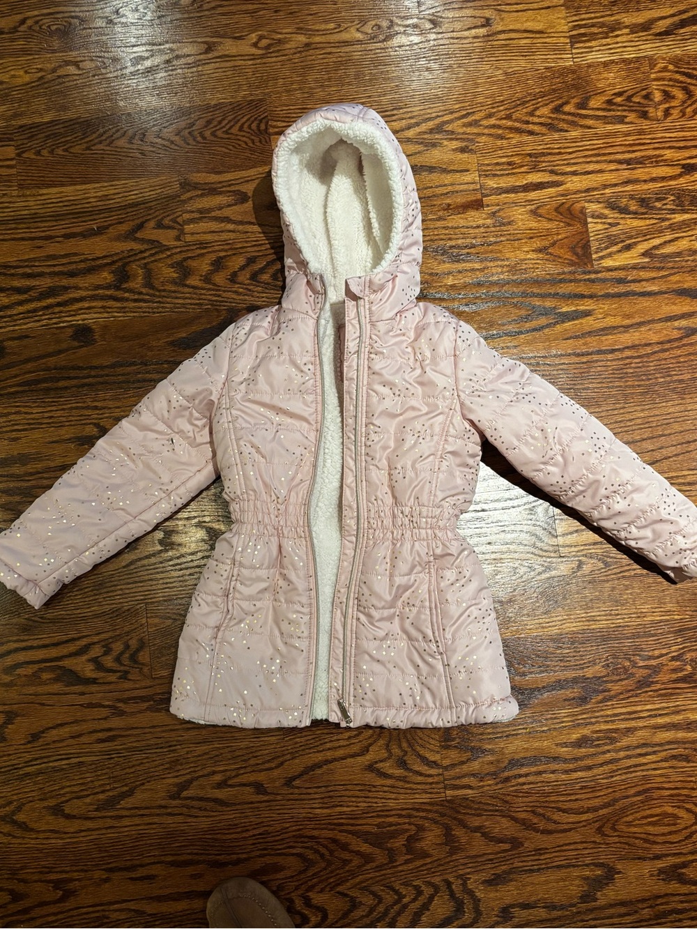 Kensie Girl Light Pink Sparkle Hooded Puffer Coat
